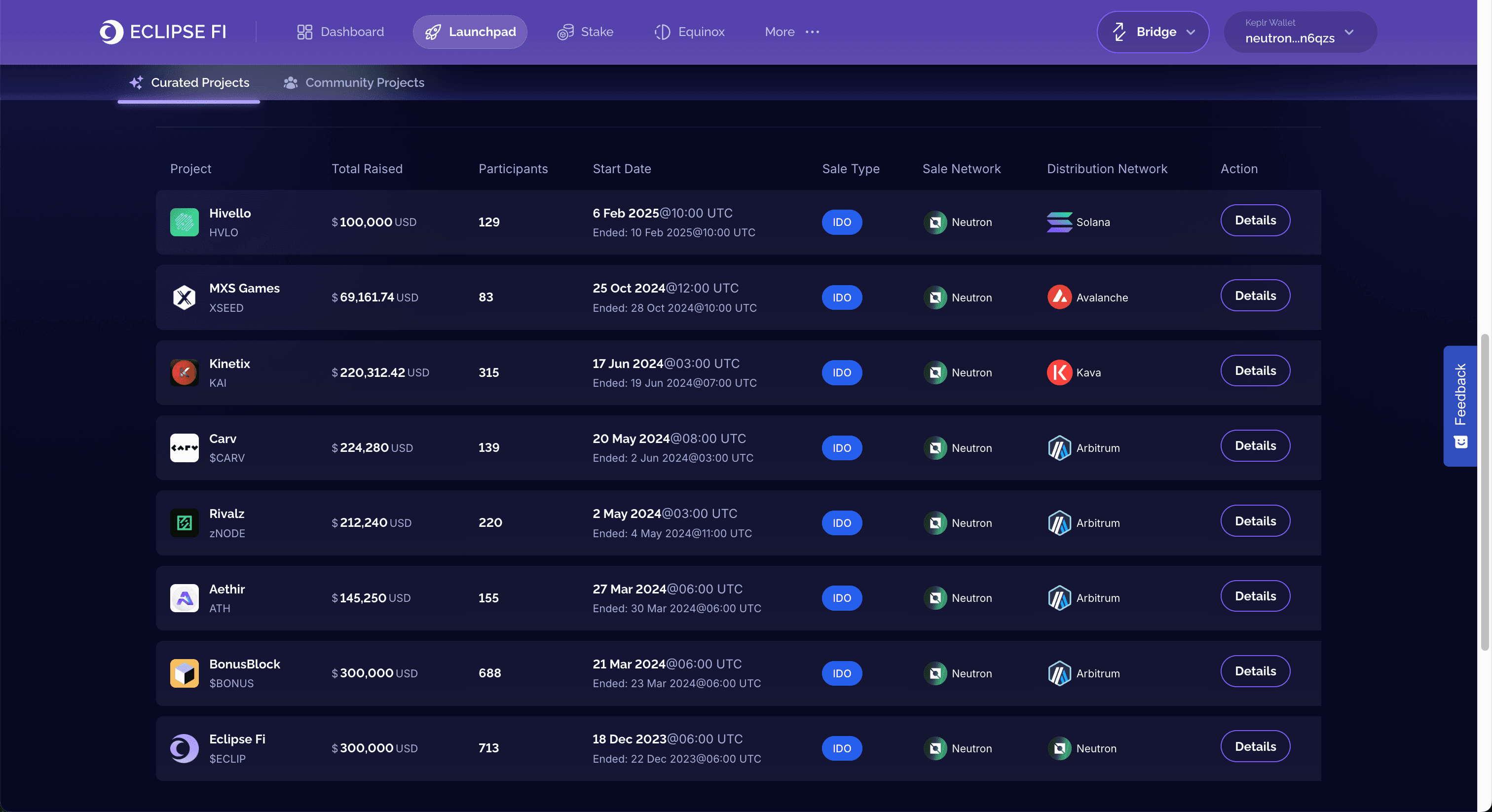 Eclipse Fi Launchpad preview